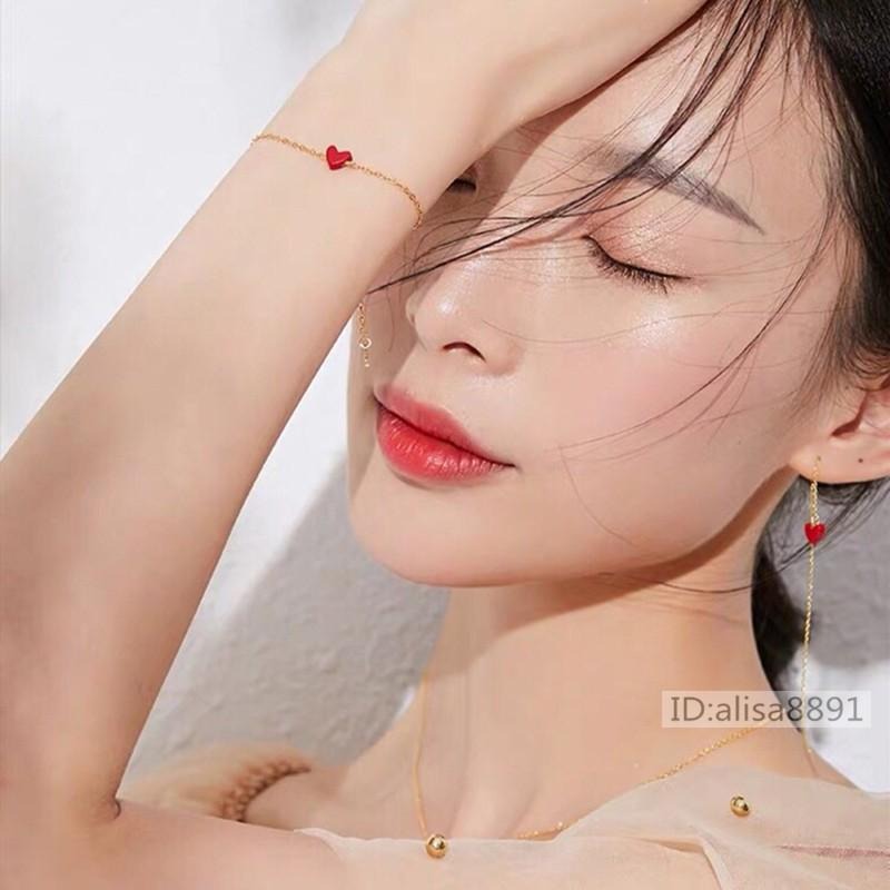 日本AHKAH手鏈18K金手環優雅氣質小紅心手鏈女女生桃心愛心手鏈深田恭子
