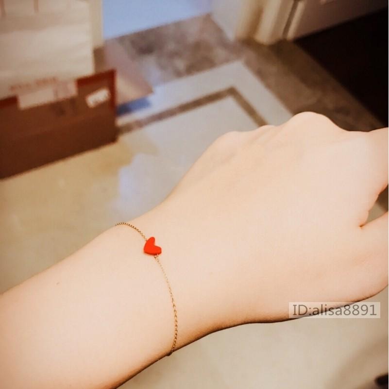 日本AHKAH手鏈18K金手環優雅氣質小紅心手鏈女女生桃心愛心手鏈深田恭子