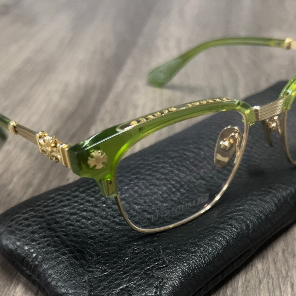 Chrome Hearts克羅心眼鏡 復古方框眼鏡 翡翠綠色方框眼鏡 明星同款眼鏡 超輕純鈦眼鏡 光學眼鏡 學生眼鏡架-細節圖4