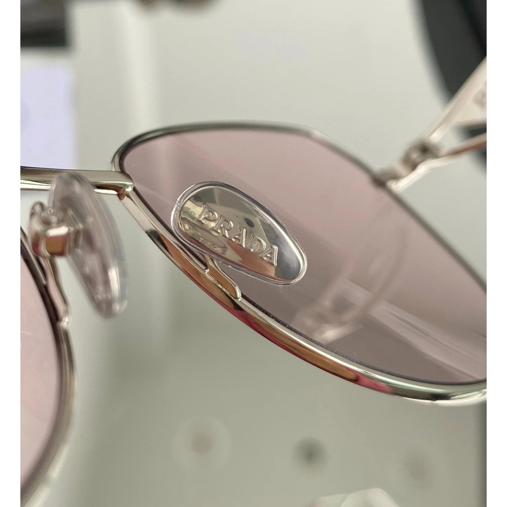prada眼鏡 SPR57Y墨鏡 防藍光平光眼鏡 時尚百搭太陽眼鏡 粉色墨鏡 明星同款墨鏡 女生眼鏡 金屬鏡框 經典三角-細節圖7