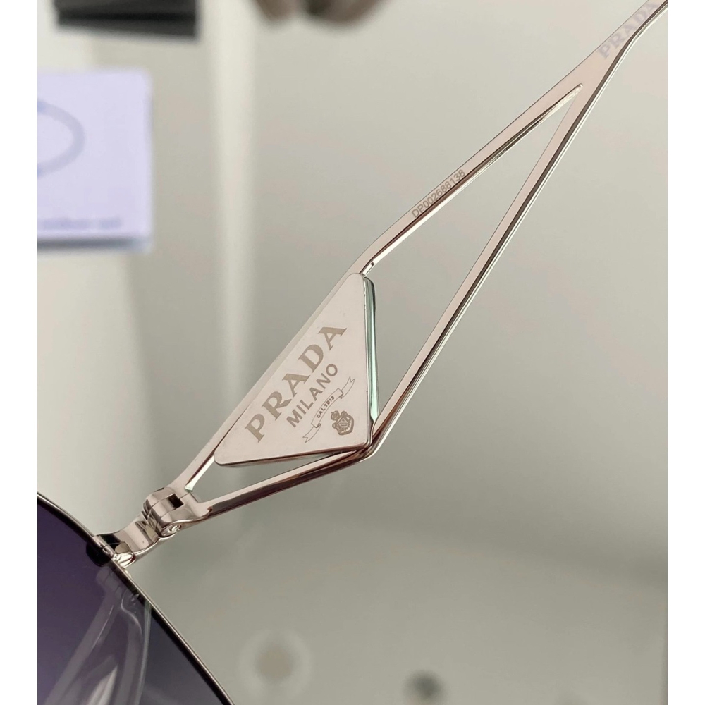prada眼鏡 SPR57Y墨鏡 防藍光平光眼鏡 時尚百搭太陽眼鏡 粉色墨鏡 明星同款墨鏡 女生眼鏡 金屬鏡框 經典三角-細節圖10