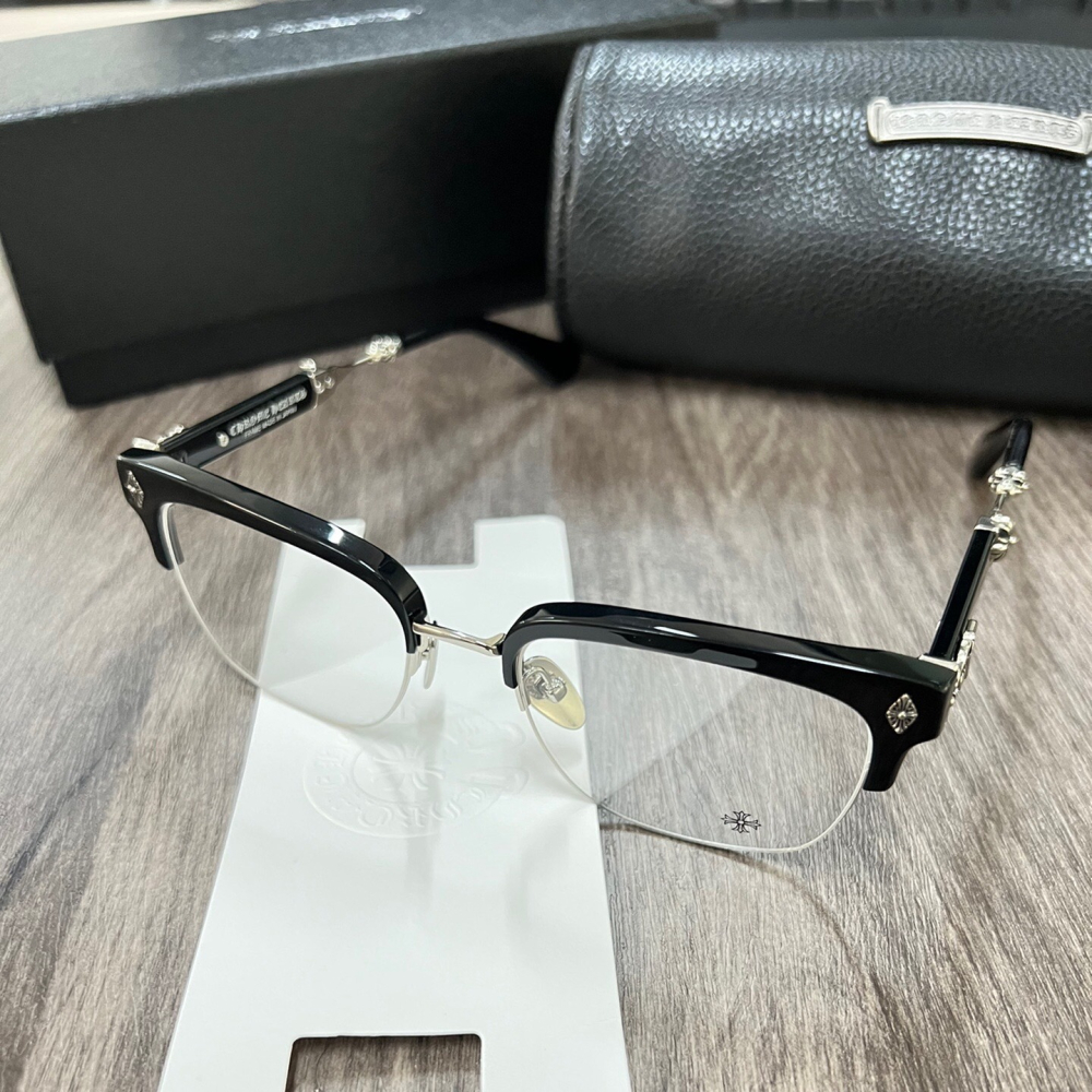 CHROME HEARTS眼鏡 克羅心眼鏡 周杰倫同款眼鏡 大寶劍配飾眼鏡 半框鏡架 光學眼鏡 可自配度數近視 男女同款-細節圖2