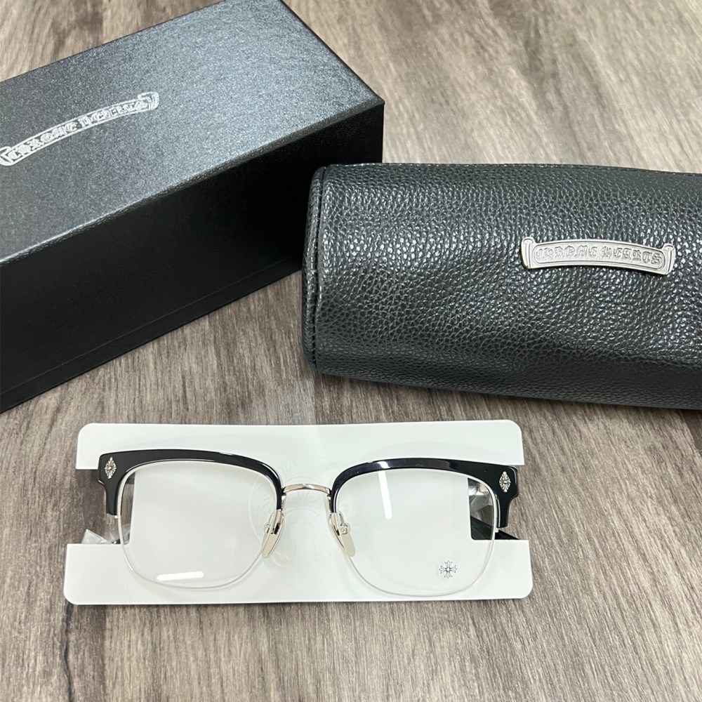 CHROME HEARTS眼鏡 克羅心眼鏡 周杰倫同款眼鏡 大寶劍配飾眼鏡 半框鏡架 光學眼鏡 可自配度數近視 男女同款-細節圖3