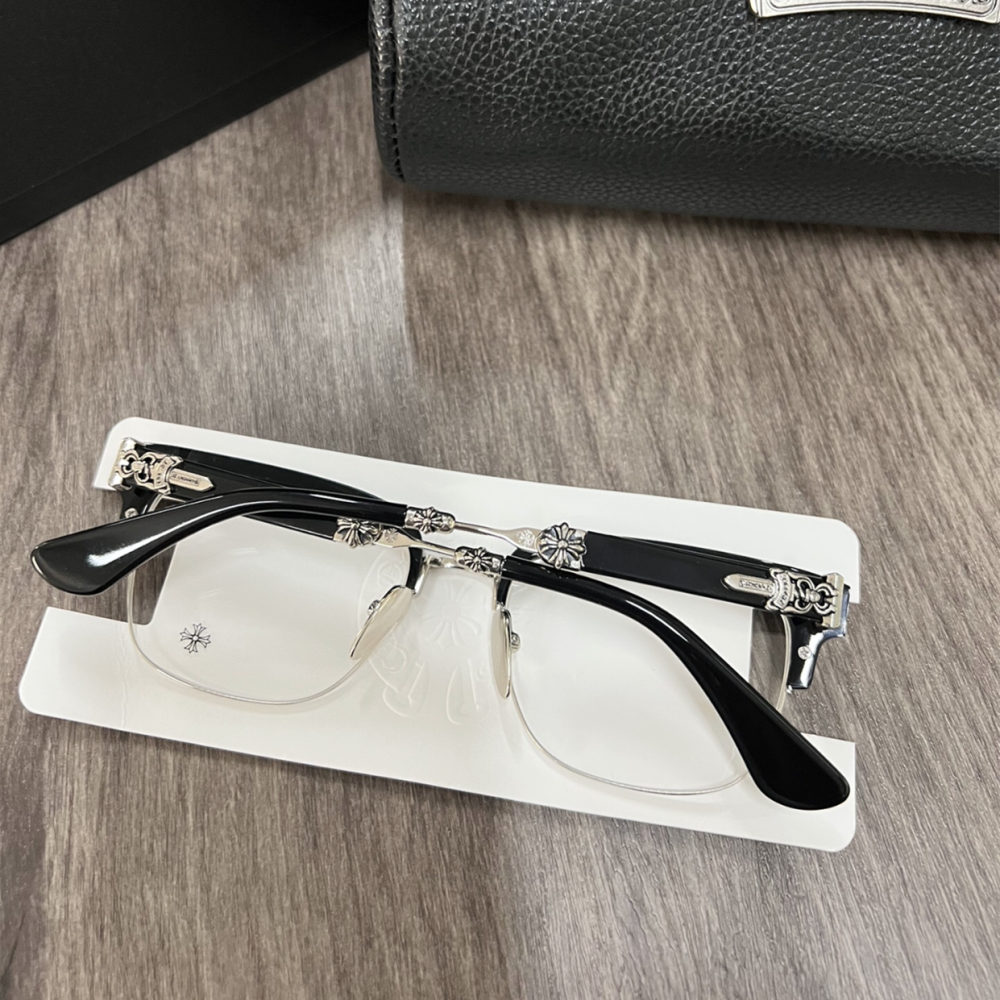 CHROME HEARTS眼鏡 克羅心眼鏡 周杰倫同款眼鏡 大寶劍配飾眼鏡 半框鏡架 光學眼鏡 可自配度數近視 男女同款-細節圖4