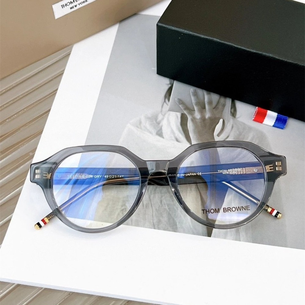 TB眼鏡 THOM BROWNE眼鏡 男女通用款眼鏡 TBS716板材眼鏡架 方框眼鏡 黑色透明色大框眼鏡 學院風眼鏡架-細節圖5
