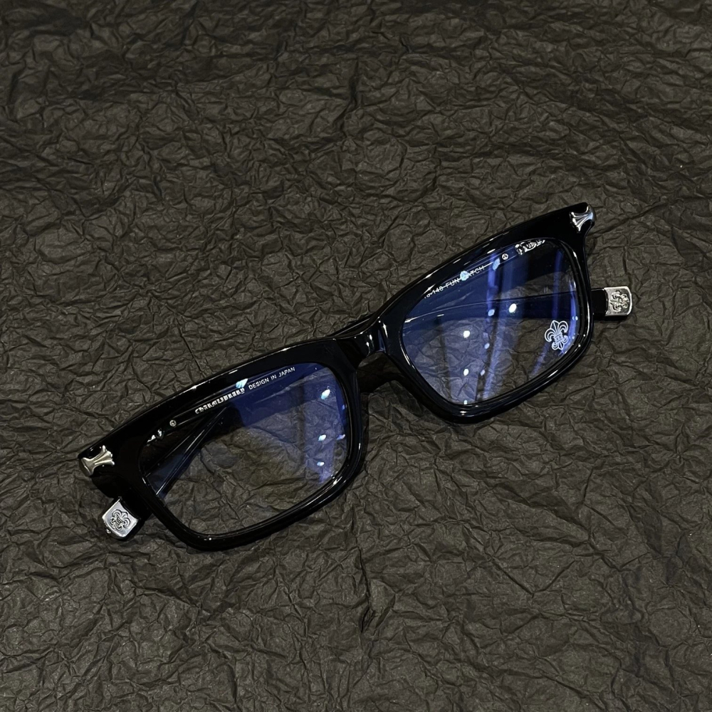 克羅心眼鏡 CHROME HEARTS眼鏡 黑色方框眼鏡 平光眼鏡架 金屬雕花眼鏡 商務休閒眼鏡 可自配度數近視 光學眼-細節圖4