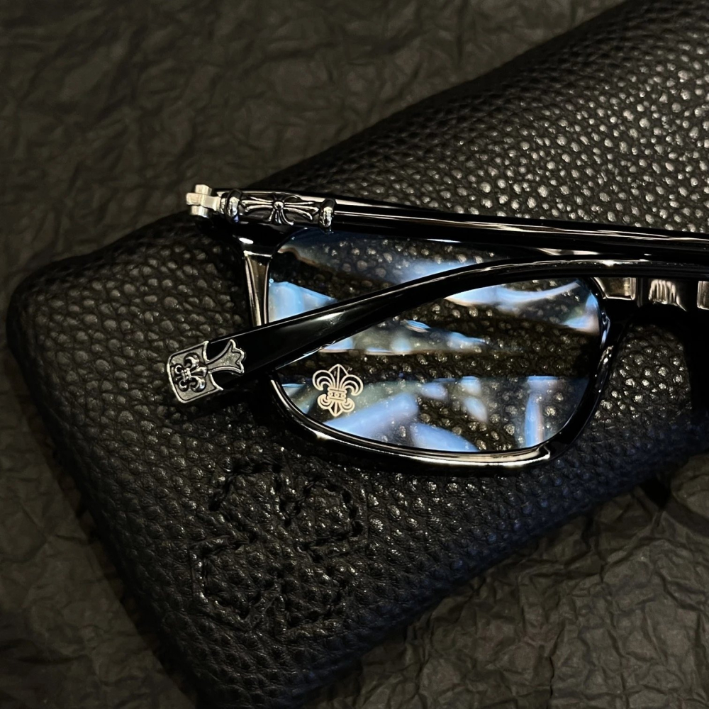 克羅心眼鏡 CHROME HEARTS眼鏡 黑色方框眼鏡 平光眼鏡架 金屬雕花眼鏡 商務休閒眼鏡 可自配度數近視 光學眼-細節圖5