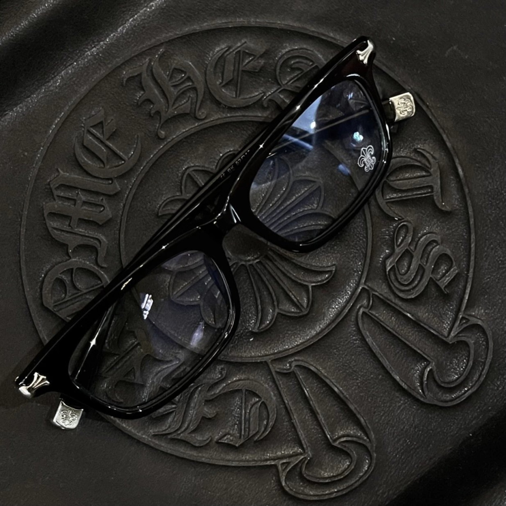 克羅心眼鏡 CHROME HEARTS眼鏡 黑色方框眼鏡 平光眼鏡架 金屬雕花眼鏡 商務休閒眼鏡 可自配度數近視 光學眼-細節圖6