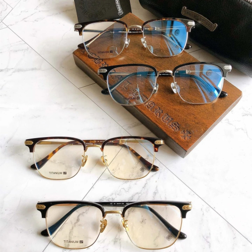克羅心眼鏡 CHROME HEART眼鏡 超輕鈦架眼鏡 半框眼鏡 平光眼鏡架 商務休閒眼鏡男 男生眼鏡 CH5185
