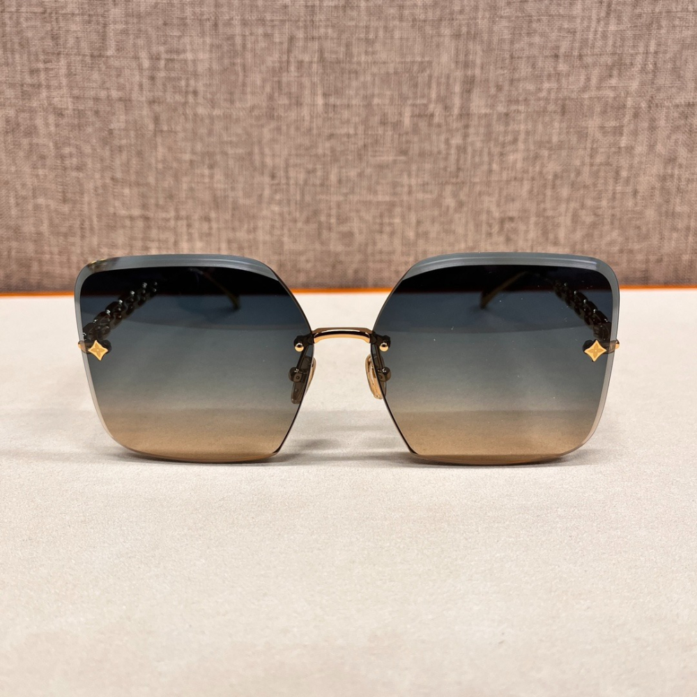 LV Jewel Square時尚潮流太陽眼鏡金屬鏡架黑黄色墨鏡-細節圖3