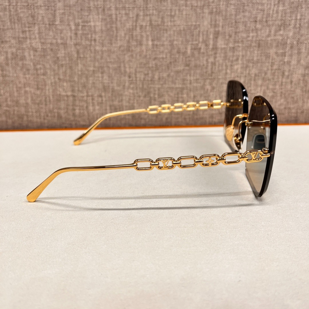 LV Jewel Square時尚潮流太陽眼鏡金屬鏡架黑黄色墨鏡-細節圖5