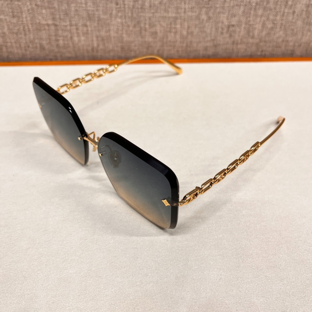 LV Jewel Square時尚潮流太陽眼鏡金屬鏡架黑黄色墨鏡-細節圖6