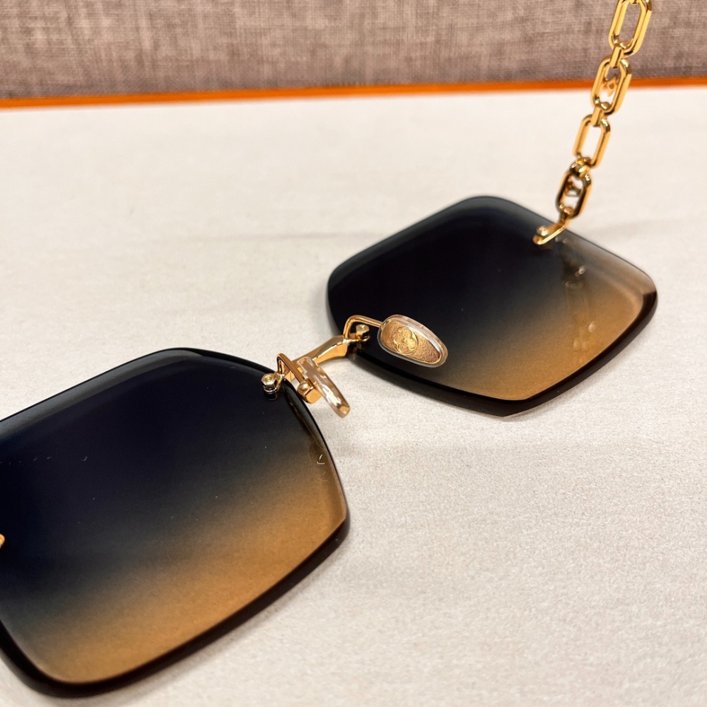 LV Jewel Square時尚潮流太陽眼鏡金屬鏡架黑黄色墨鏡-細節圖8