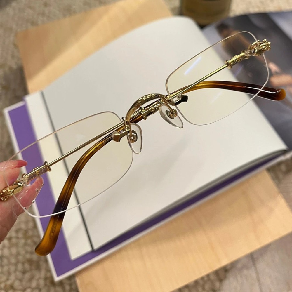 Chrome Hearts明星同款新款男女無框眼鏡純鈦眼鏡近視眼鏡光學眼鏡超輕眼鏡潮55-19-145-規格圖9