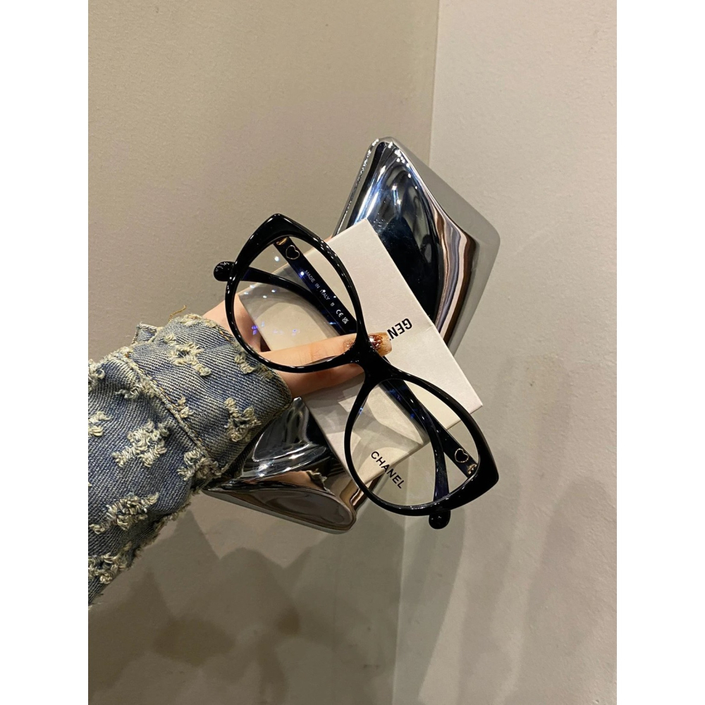 CHANEL眼镜CH3464猫眼黑框眼镜男女素颜眼镜红薯爆款爱心镜腿近视眼镜板材眼镜53-16-140-細節圖6