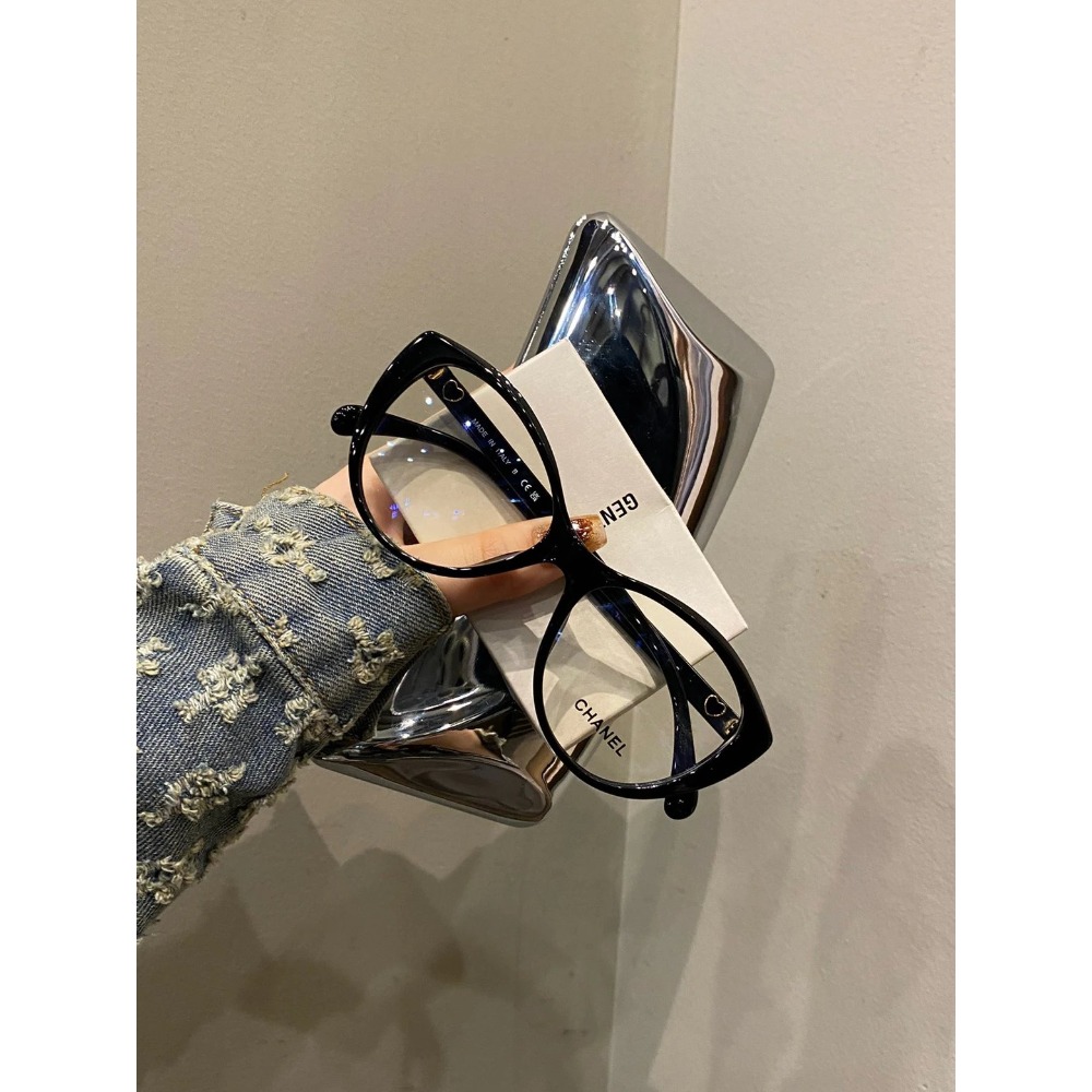 CHANEL眼镜CH3464猫眼黑框眼镜男女素颜眼镜红薯爆款爱心镜腿近视眼镜板材眼镜53-16-140-規格圖9