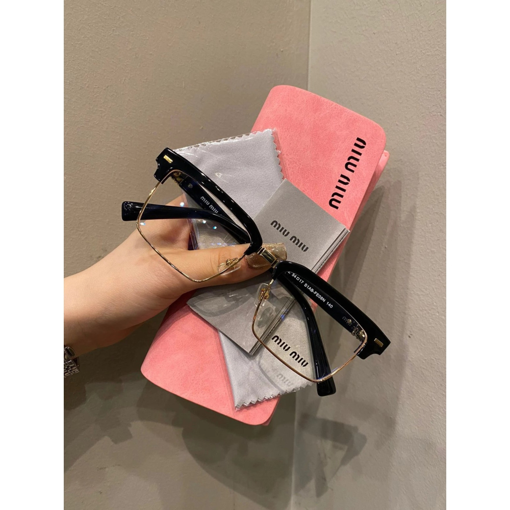 MIU MIU眼鏡眉毛款眼鏡框眼鏡架光學眼鏡男女同款方形半框可搭配度數鏡片防藍光鏡片53-19-140-細節圖5