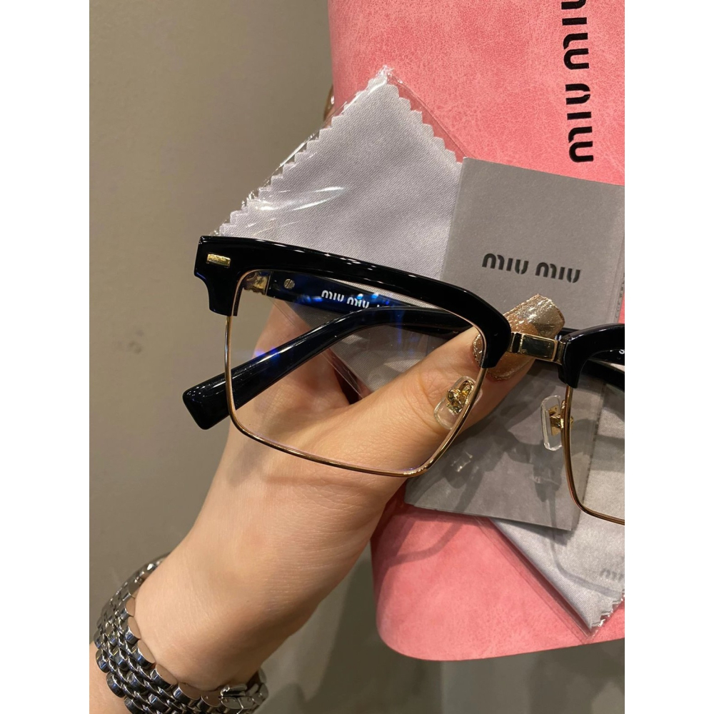 MIU MIU眼鏡眉毛款眼鏡框眼鏡架光學眼鏡男女同款方形半框可搭配度數鏡片防藍光鏡片53-19-140-細節圖6