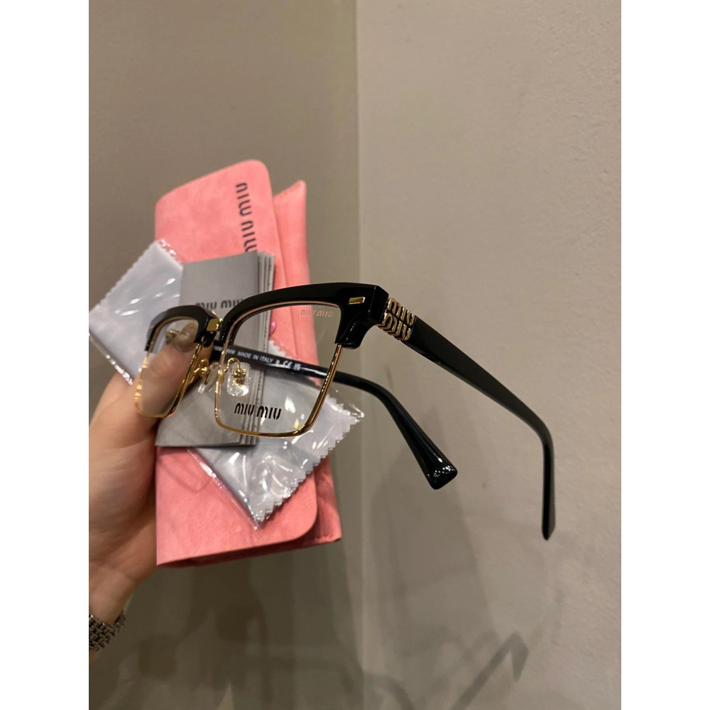 MIU MIU眼鏡眉毛款眼鏡框眼鏡架光學眼鏡男女同款方形半框可搭配度數鏡片防藍光鏡片53-19-140-細節圖9
