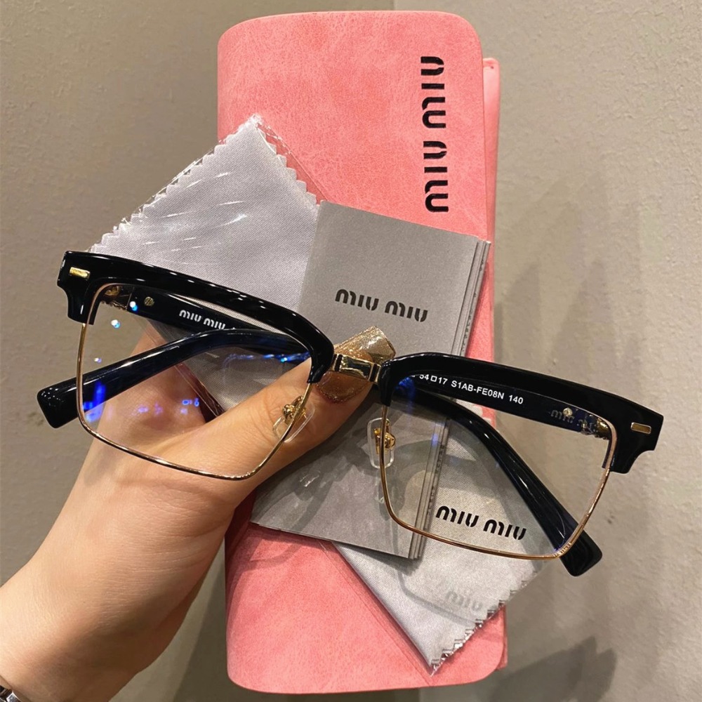 MIU MIU眼鏡眉毛款眼鏡框眼鏡架光學眼鏡男女同款方形半框可搭配度數鏡片防藍光鏡片53-19-140-規格圖9