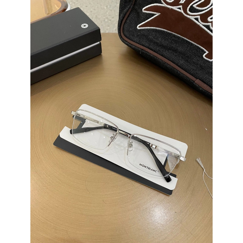 Montblanc男女士半框眼鏡近視眼鏡純鈦眼鏡大框眼鏡方形超寬MB0020O防藍光眼鏡商務休閒58-17-150-細節圖2