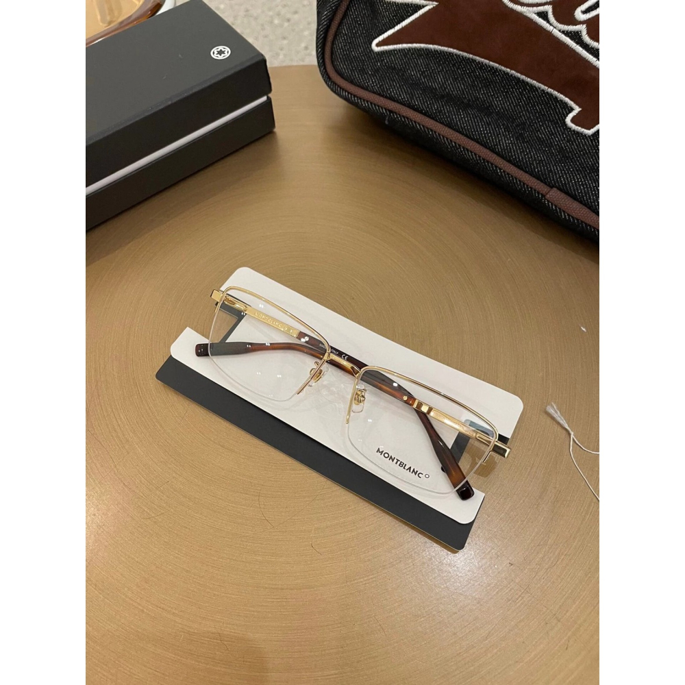 Montblanc男女士半框眼鏡近視眼鏡純鈦眼鏡大框眼鏡方形超寬MB0020O防藍光眼鏡商務休閒58-17-150-細節圖3