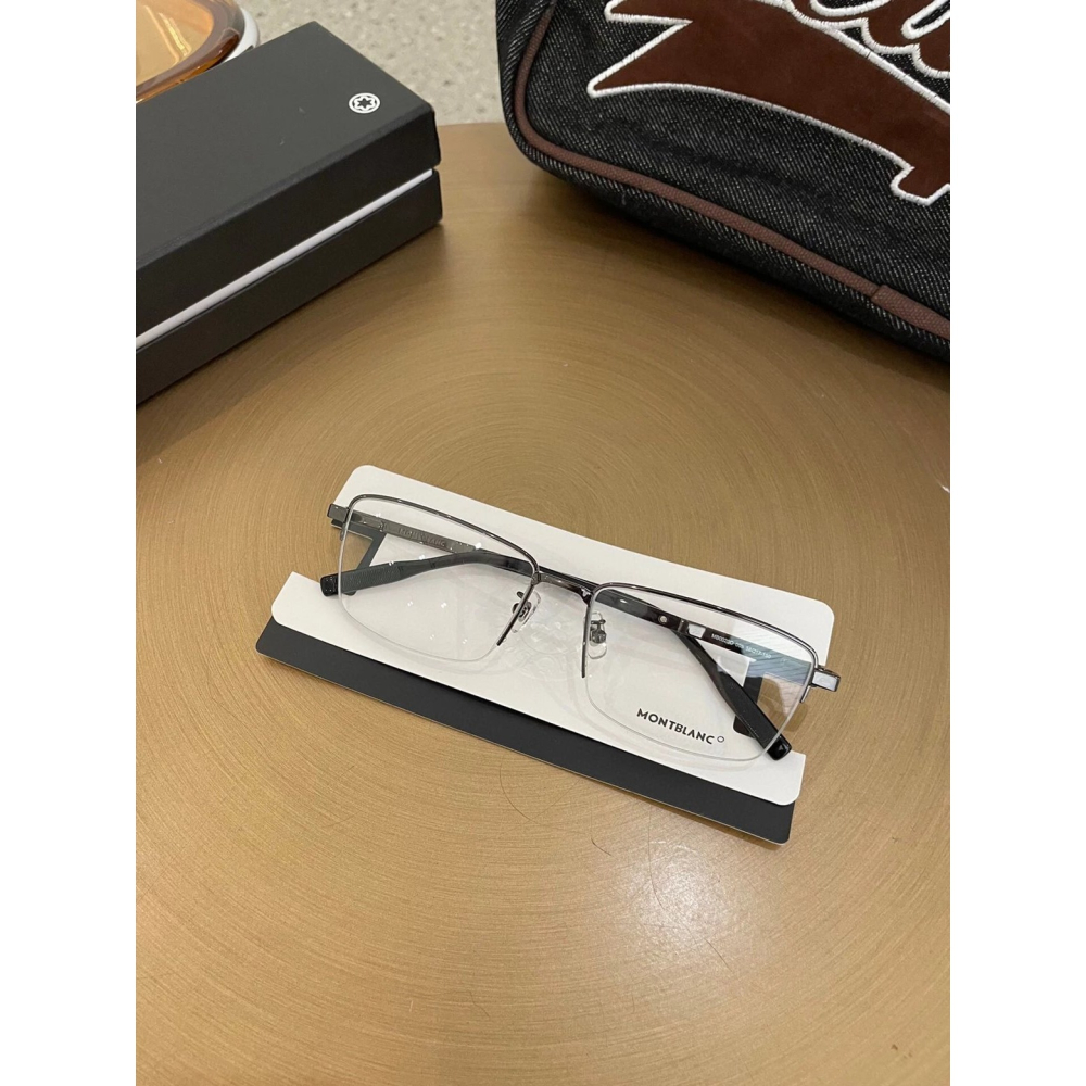 Montblanc男女士半框眼鏡近視眼鏡純鈦眼鏡大框眼鏡方形超寬MB0020O防藍光眼鏡商務休閒58-17-150-細節圖5
