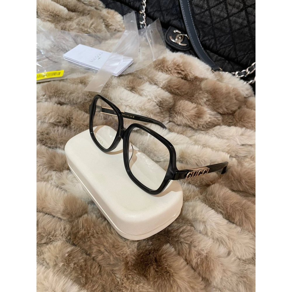 GUCCI眼鏡黑色框素顏鏡眼鏡框眼鏡架金色字母防藍光男女同款方形gg1189s板材超輕學生58-17-145-細節圖4