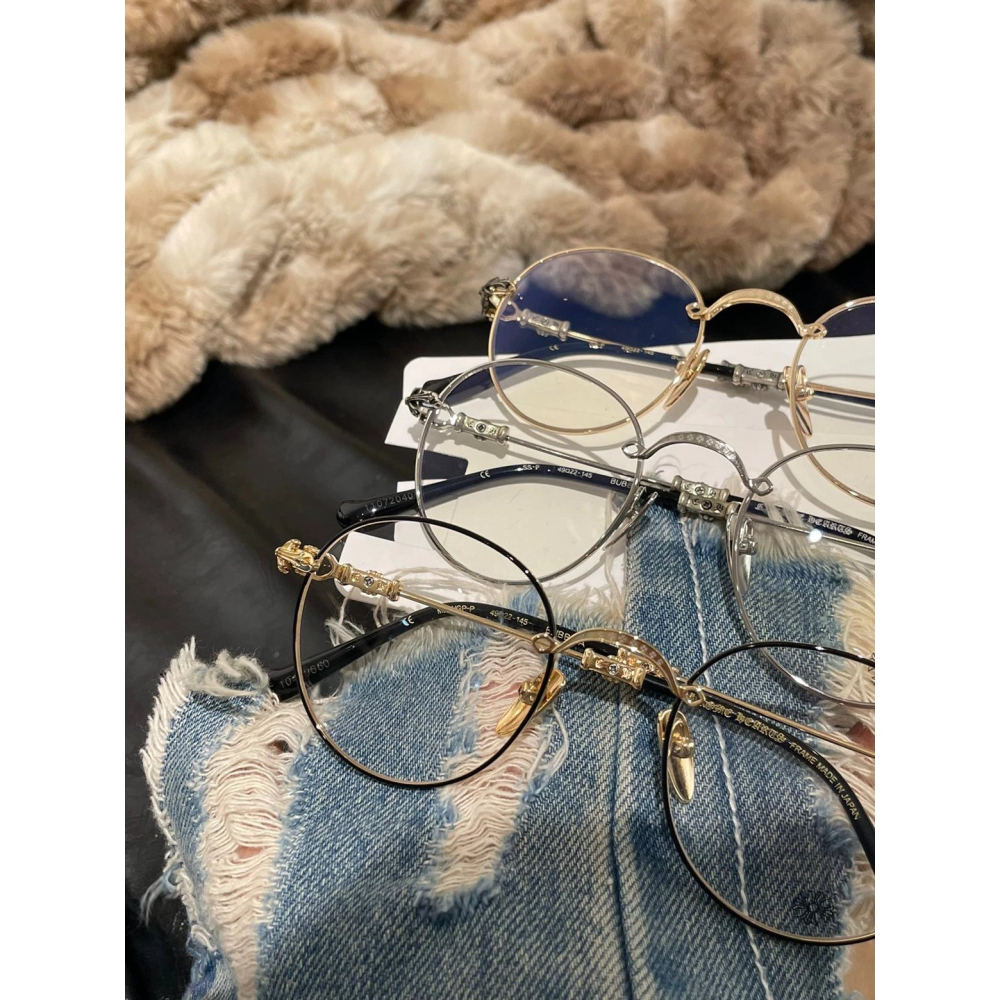 Chrome Hearts十字架BUBBA新款眼鏡純鈦圓框眼鏡近視眼鏡男女同款超輕眼鏡現貨49-22-145-細節圖2