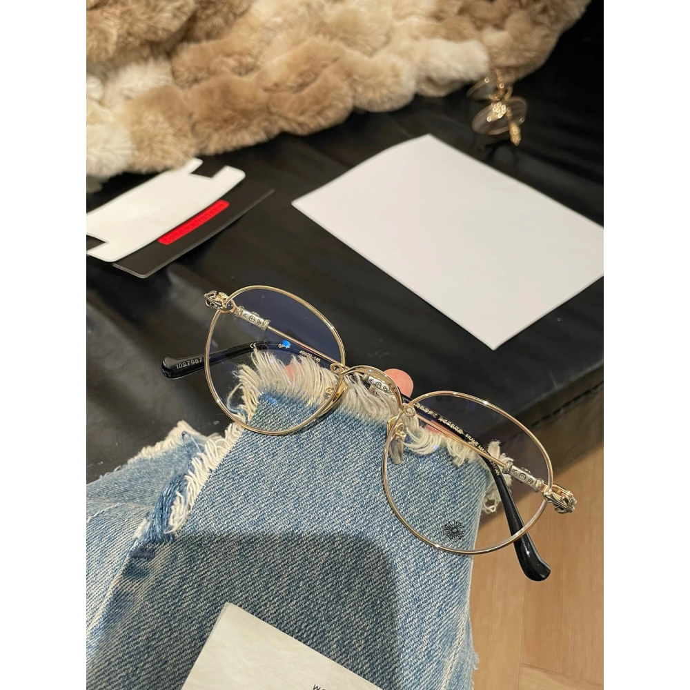 Chrome Hearts十字架BUBBA新款眼鏡純鈦圓框眼鏡近視眼鏡男女同款超輕眼鏡現貨49-22-145-細節圖3