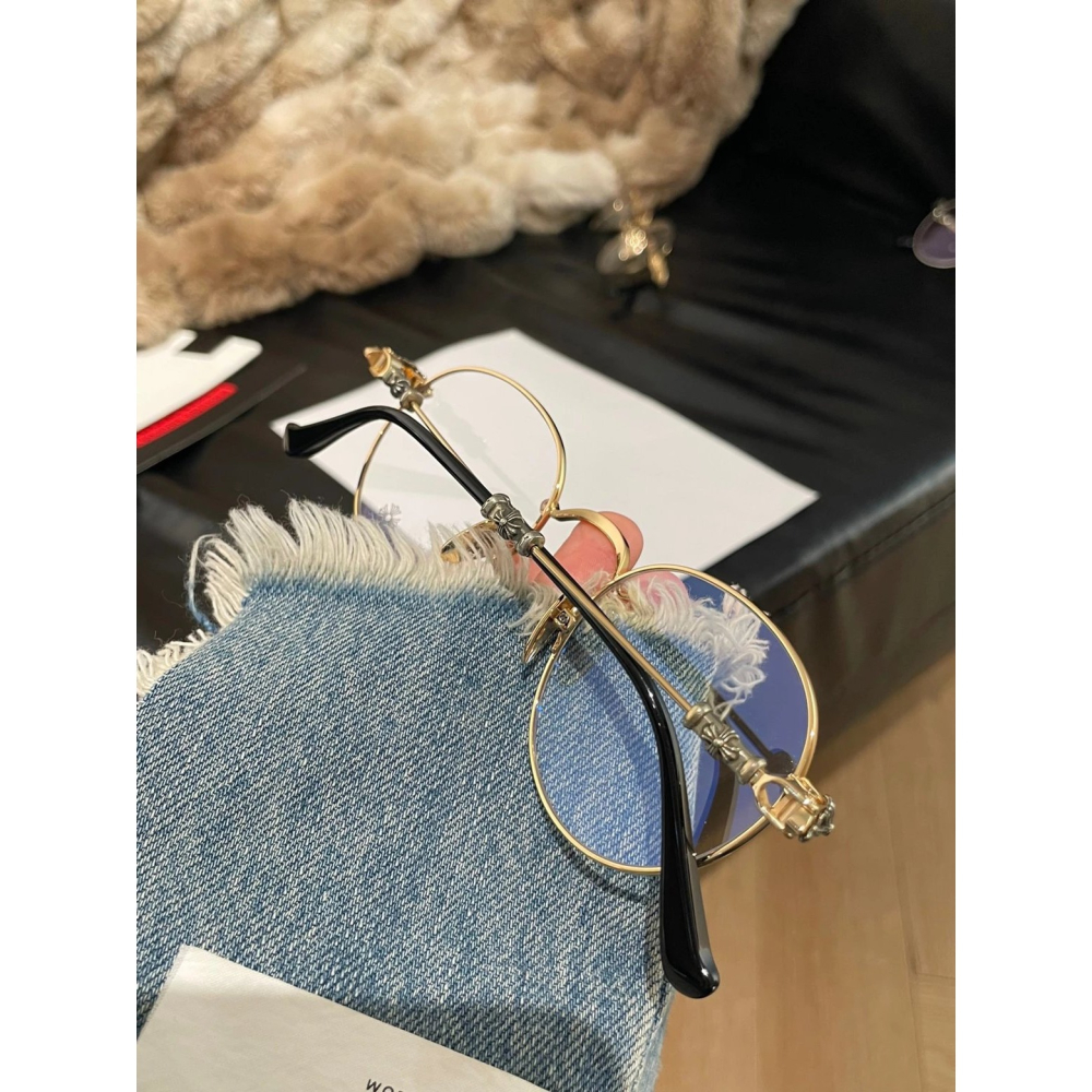 Chrome Hearts十字架BUBBA新款眼鏡純鈦圓框眼鏡近視眼鏡男女同款超輕眼鏡現貨49-22-145-細節圖4