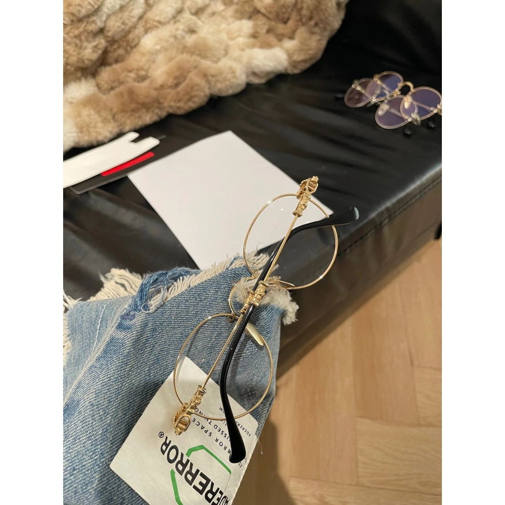 Chrome Hearts十字架BUBBA新款眼鏡純鈦圓框眼鏡近視眼鏡男女同款超輕眼鏡現貨49-22-145-細節圖6