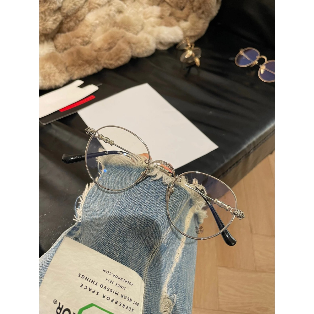Chrome Hearts十字架BUBBA新款眼鏡純鈦圓框眼鏡近視眼鏡男女同款超輕眼鏡現貨49-22-145-細節圖7
