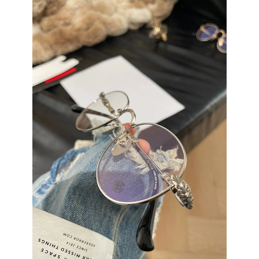 Chrome Hearts十字架BUBBA新款眼鏡純鈦圓框眼鏡近視眼鏡男女同款超輕眼鏡現貨49-22-145-細節圖9