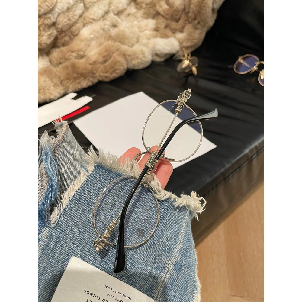 Chrome Hearts十字架BUBBA新款眼鏡純鈦圓框眼鏡近視眼鏡男女同款超輕眼鏡現貨49-22-145-細節圖10