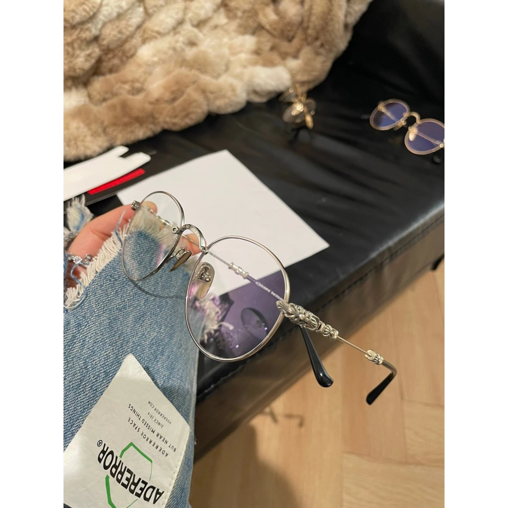 Chrome Hearts十字架BUBBA新款眼鏡純鈦圓框眼鏡近視眼鏡男女同款超輕眼鏡現貨49-22-145-細節圖11