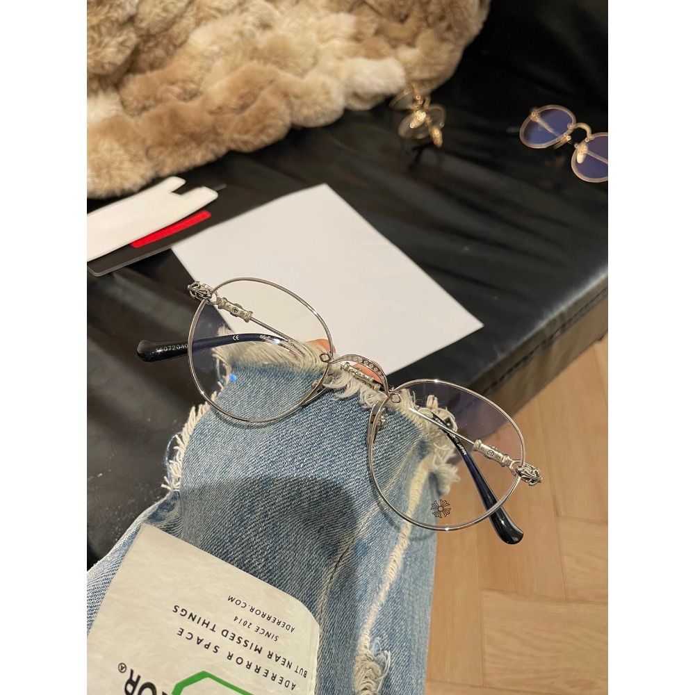Chrome Hearts十字架BUBBA新款眼鏡純鈦圓框眼鏡近視眼鏡男女同款超輕眼鏡現貨49-22-145-規格圖11