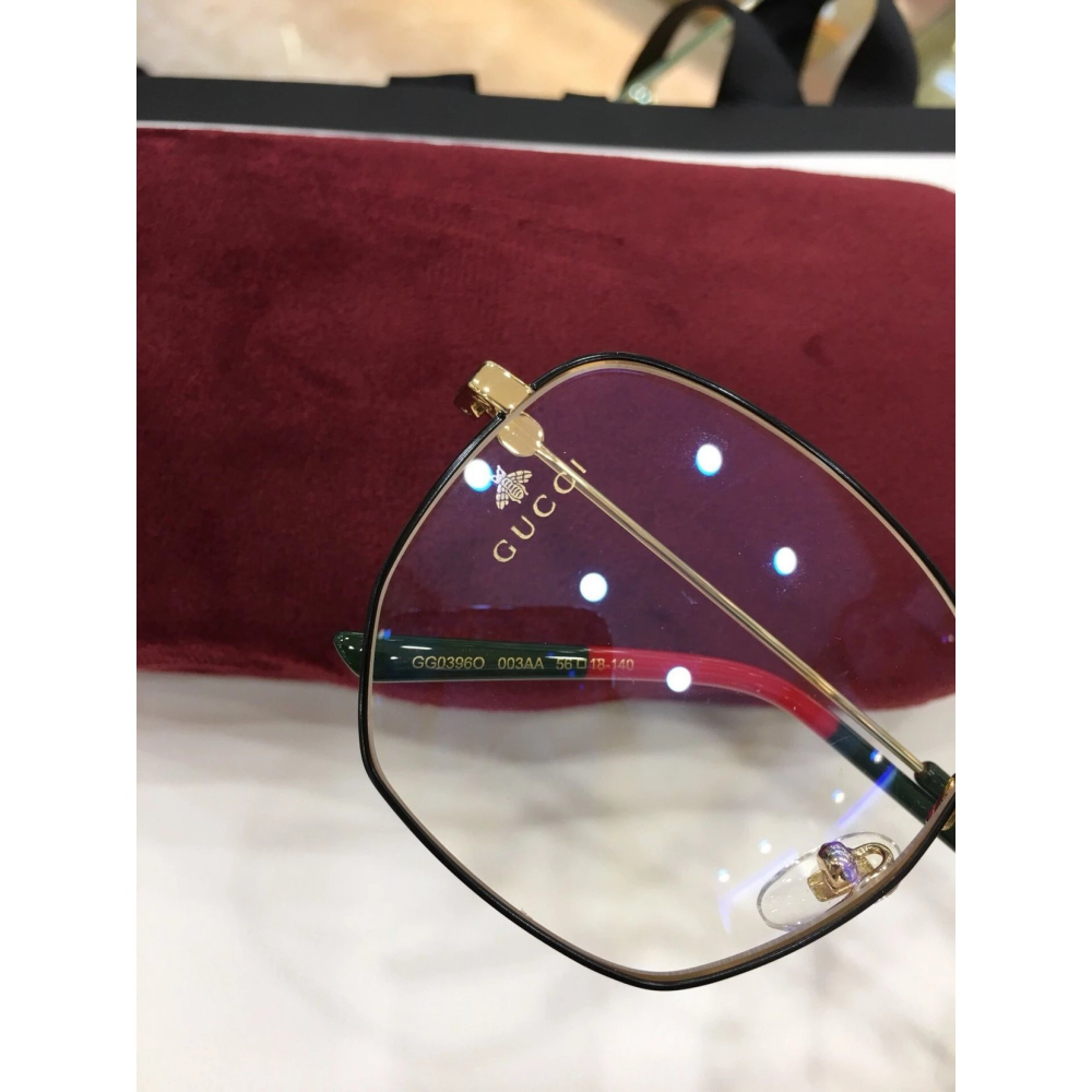 GUCCI太陽眼鏡墨眼鏡明星同款男女平光鏡眼鏡框女大臉顯瘦GG0396可搭配近視度數防藍光56-18-140-細節圖8