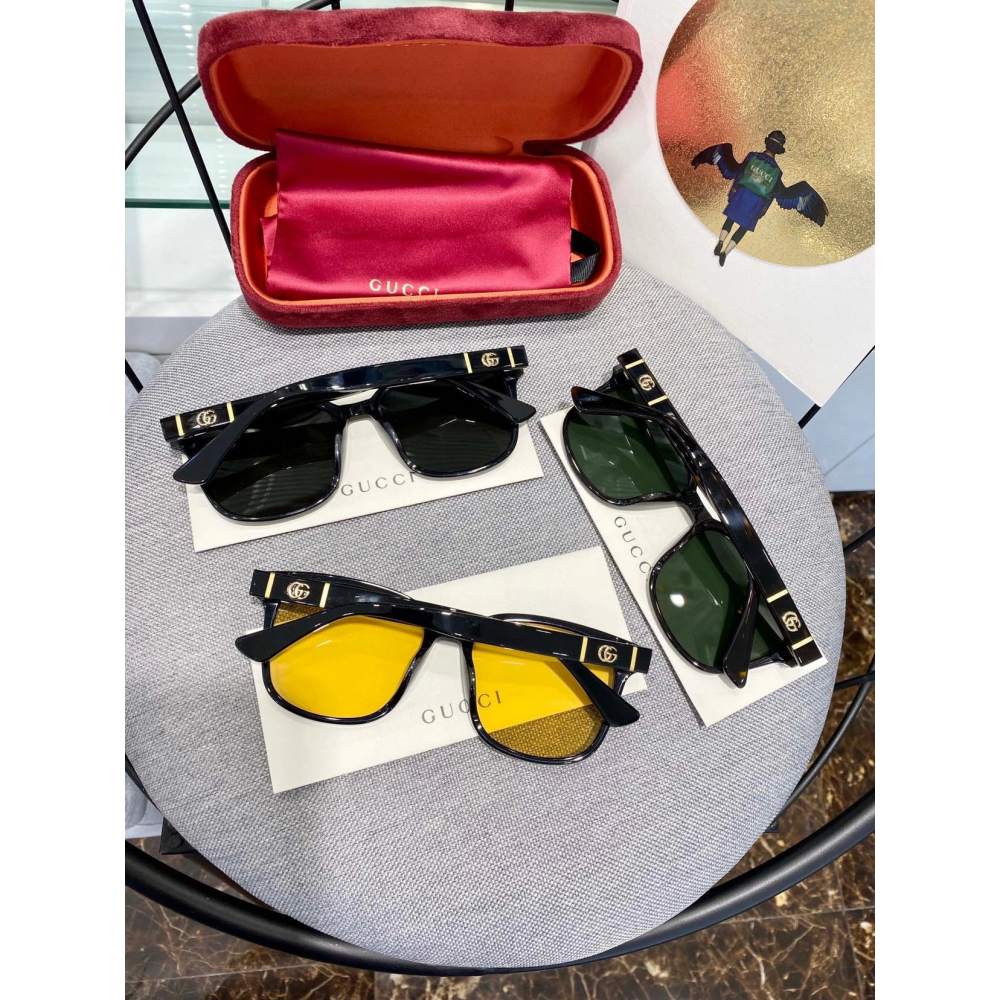 GUCCI新款經典大鏡框太陽眼鏡修飾臉型顯臉小男女明星同款方形簡單粗框黑色可佩近視55-18-145-細節圖6