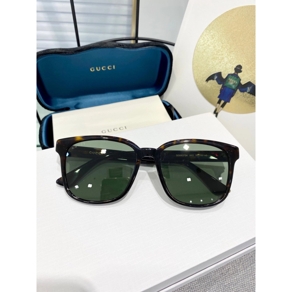 GUCCI新款經典大鏡框太陽眼鏡修飾臉型顯臉小男女明星同款方形簡單粗框黑色可佩近視55-18-145-細節圖8