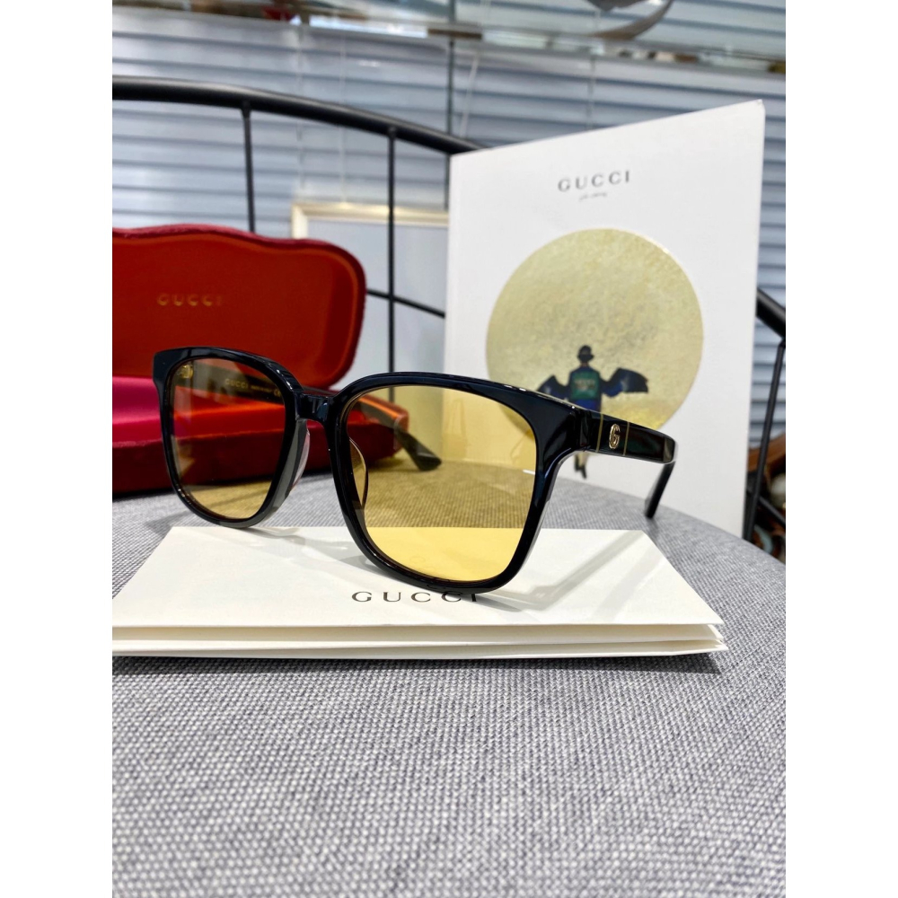 GUCCI新款經典大鏡框太陽眼鏡修飾臉型顯臉小男女明星同款方形簡單粗框黑色可佩近視55-18-145-細節圖10
