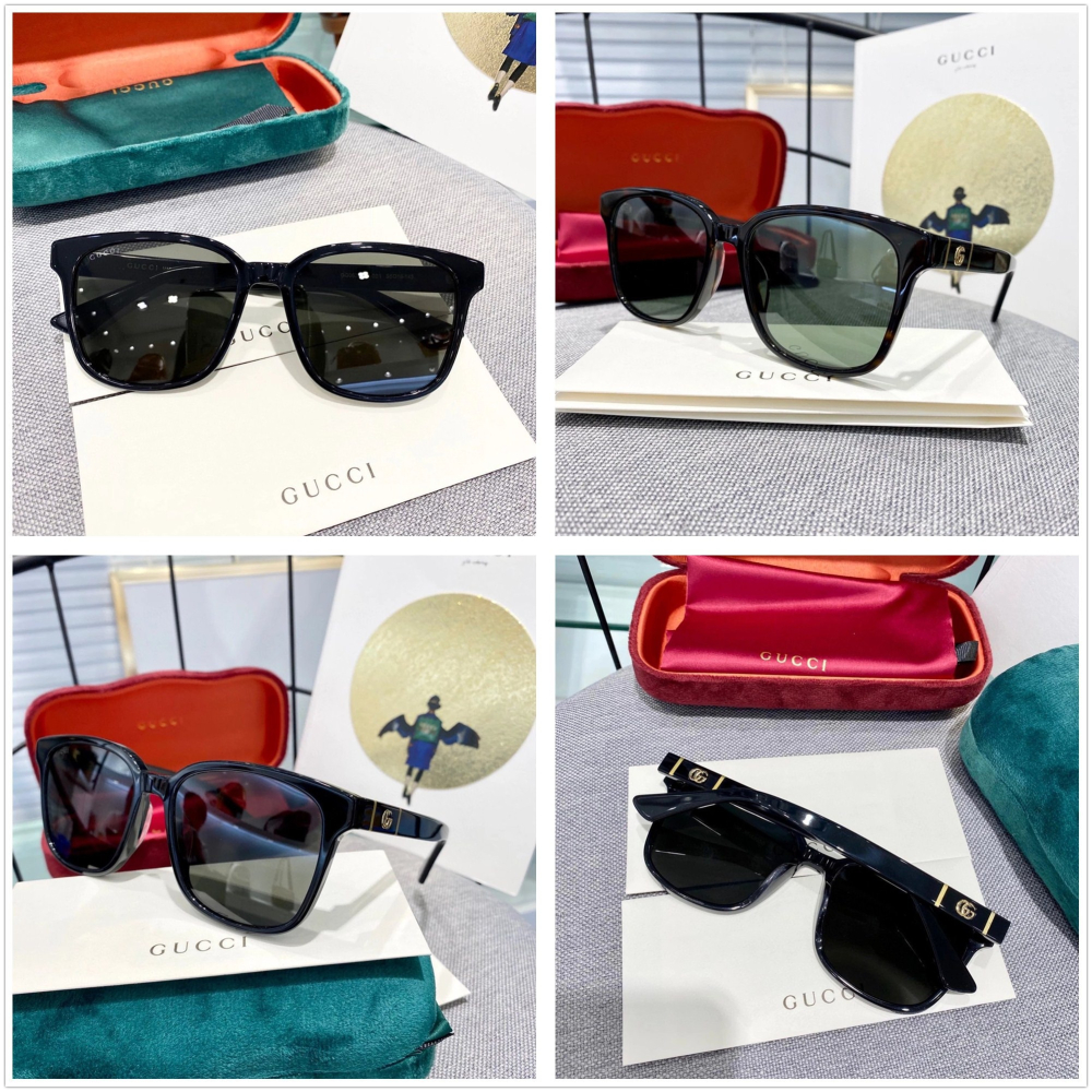 GUCCI新款經典大鏡框太陽眼鏡修飾臉型顯臉小男女明星同款方形簡單粗框黑色可佩近視55-18-145-細節圖11