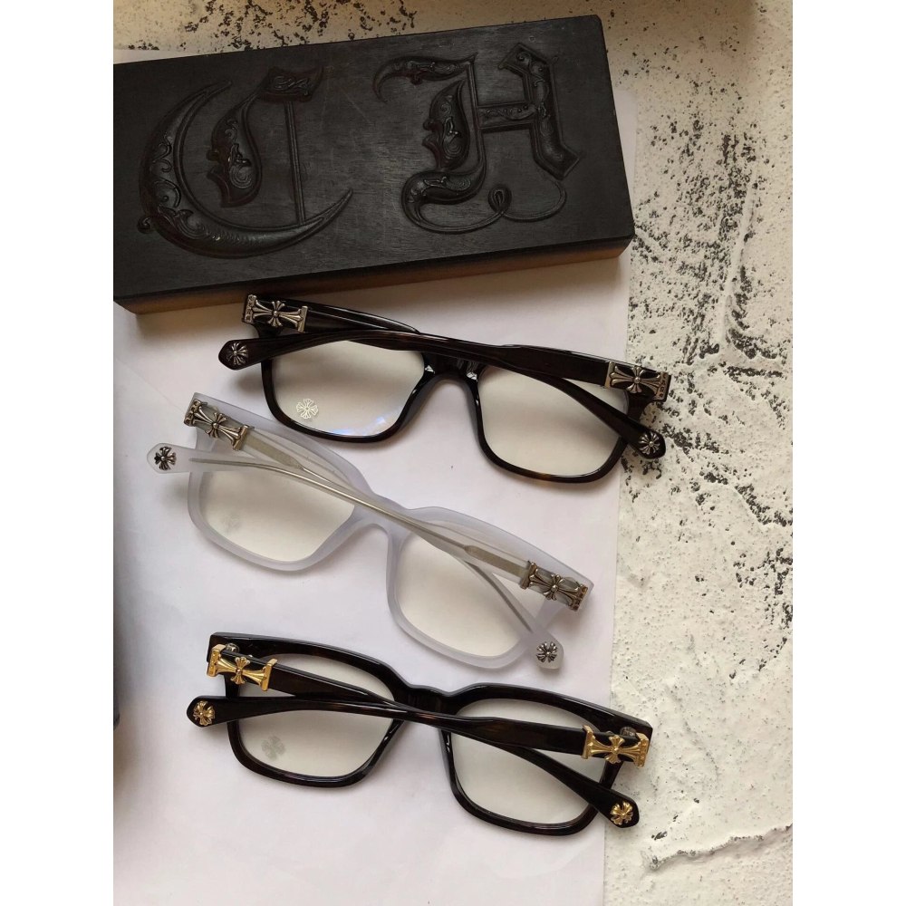 Chrome Hearts十字花標誌平光鏡眼鏡框光學鏡架男女近視眼鏡52-10-150-細節圖7