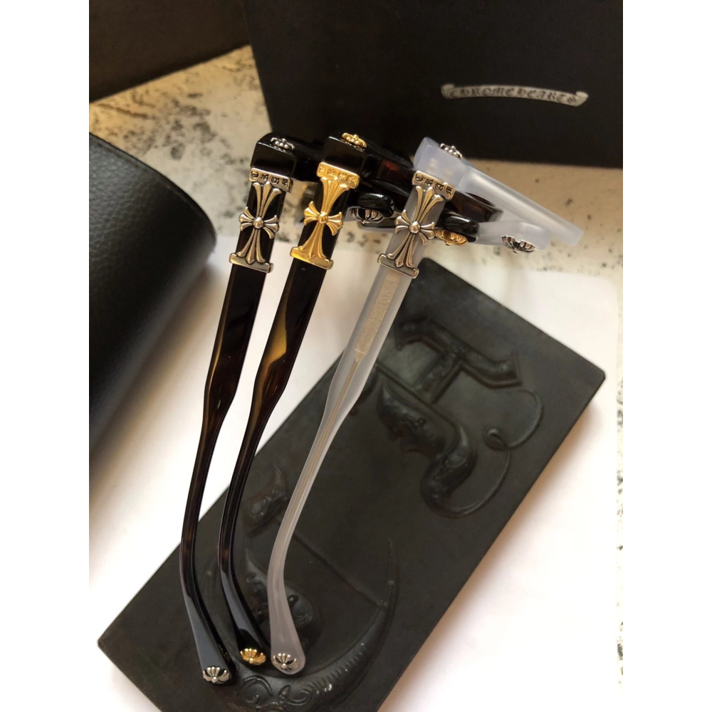 Chrome Hearts十字花標誌平光鏡眼鏡框光學鏡架男女近視眼鏡52-10-150-細節圖9