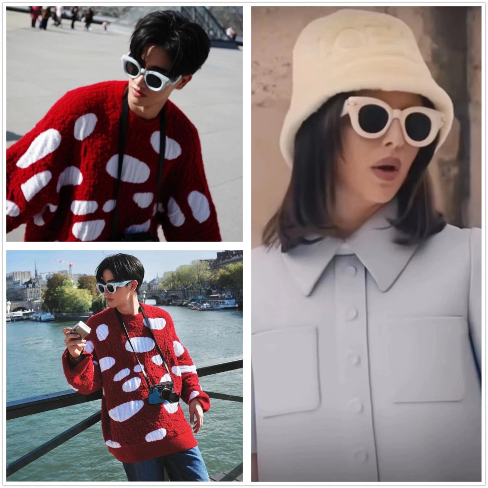 LOEWE墨鏡楊幂巴黎時裝周同款 男女明星同款 打破常規的立體粗框圓框太陽眼鏡 遮陽防曬必備墨鏡 46-23-145-細節圖7