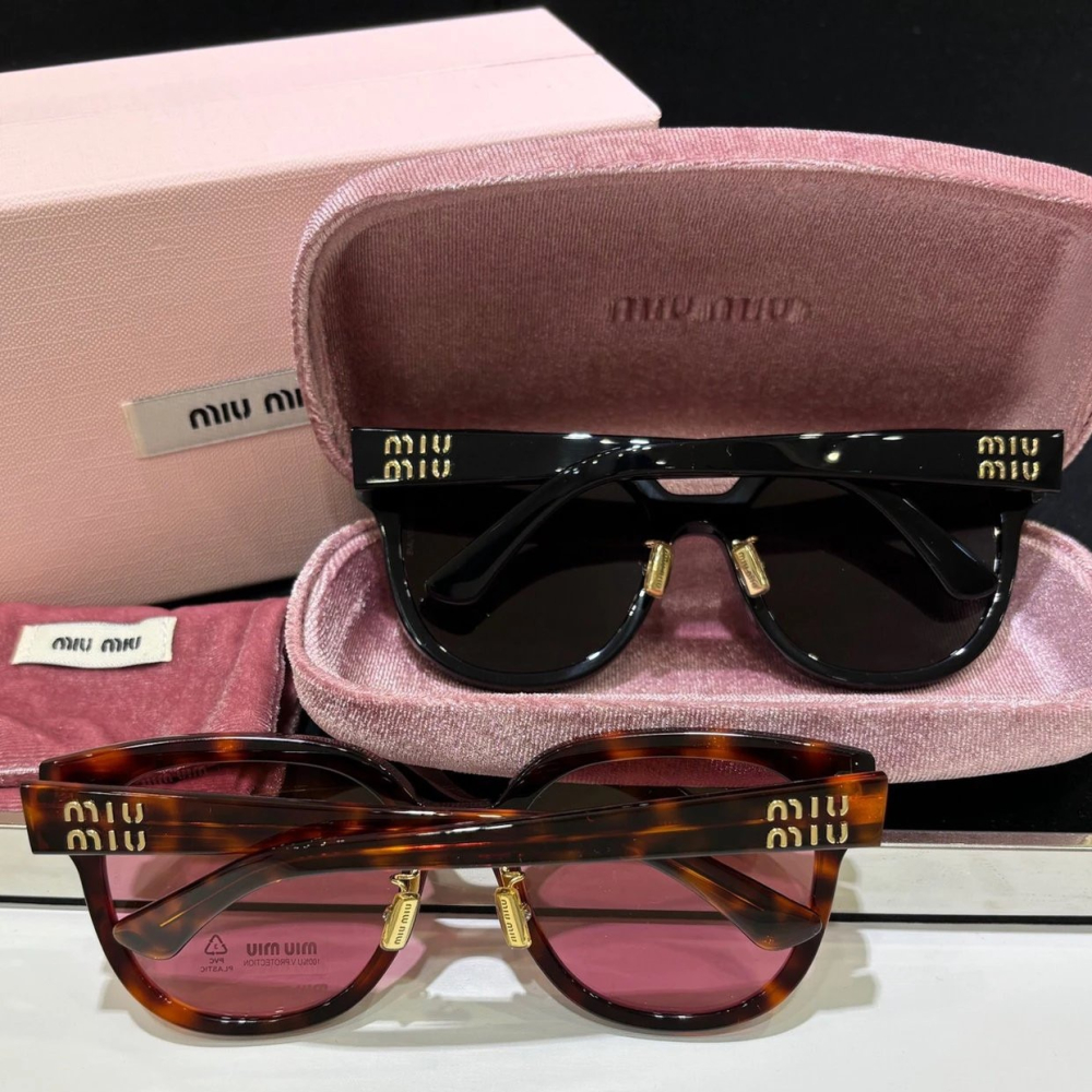 Miu Miu 字母太陽眼鏡 男女明星同款墨鏡 修飾臉型顯臉小 大框鏡片更好防曬 時尚潮流墨鏡 55-20-140-細節圖2