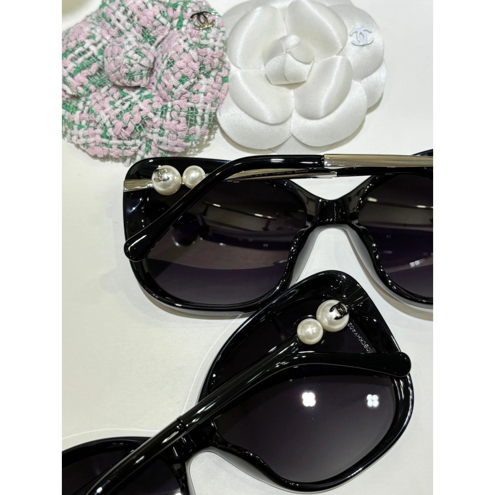 CHANEL經典珍珠裝飾太陽眼鏡 男女明星同款墨鏡 大框好遮陽 顯臉小 配戴舒適-細節圖7
