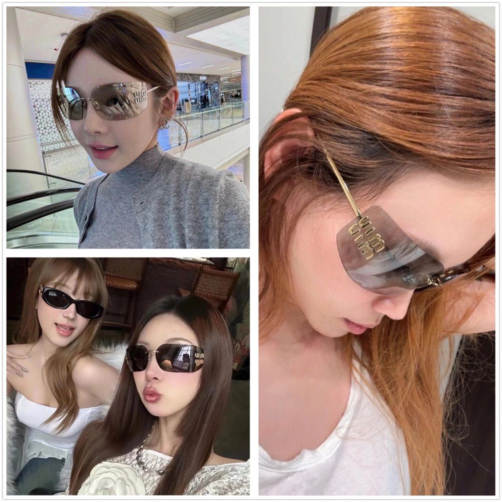 Miu Miu 張元英同款墨鏡 金屬字母logo護目鏡 太陽眼鏡 很酷又可以很甜的一款方形框 尺寸：80-14-110-細節圖4