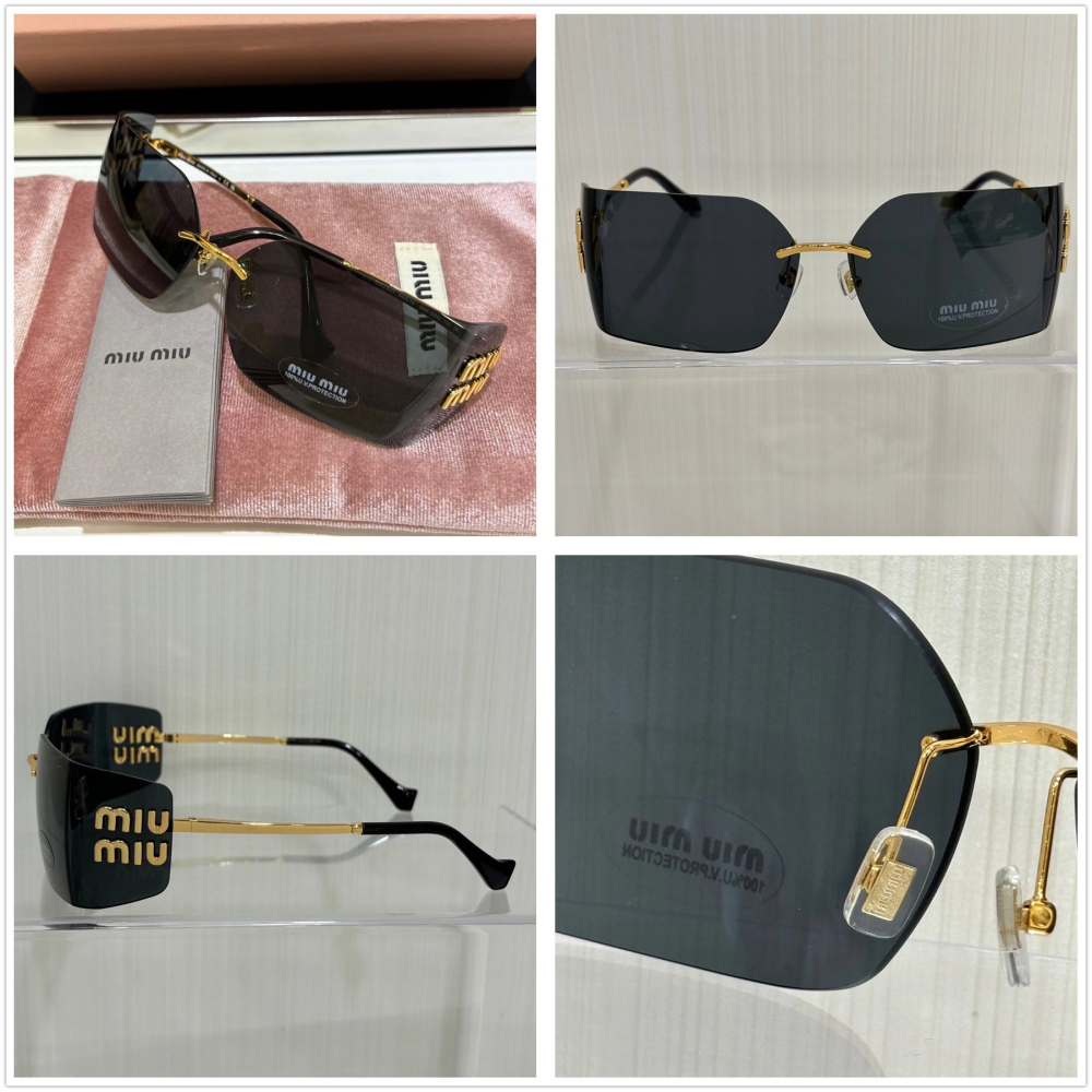 Miu Miu 張元英同款墨鏡 金屬字母logo護目鏡 太陽眼鏡 很酷又可以很甜的一款方形框 尺寸：80-14-110-細節圖5