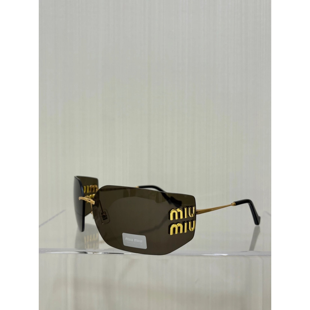 Miu Miu 張元英同款墨鏡 金屬字母logo護目鏡 太陽眼鏡 很酷又可以很甜的一款方形框 尺寸：80-14-110-細節圖6